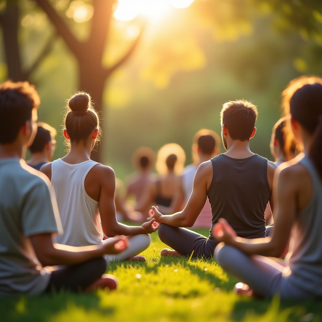 Diverse group practicing mindfulness